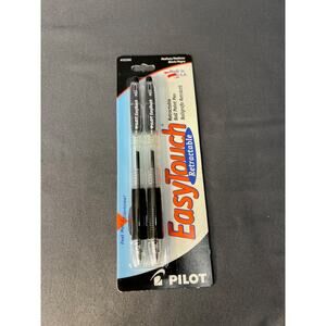 Pilot Easy Touch Pack of 2 Black Retractable Pens NIP